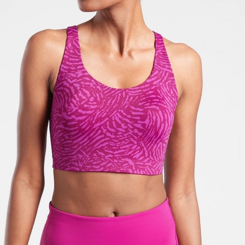 Athleta Advance Printed Bra B-DD In Fiji Magnolia Purple